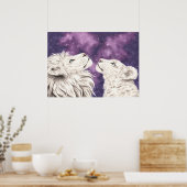 スターガザー銀河系ホワイトライオンカップルラブソウルメイト ポスター (キッチン)