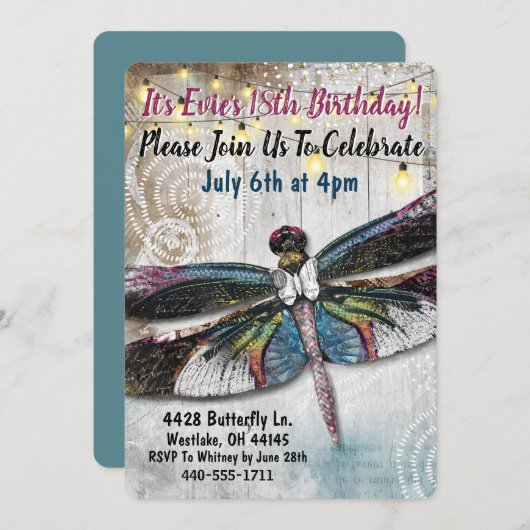 スターガゼルトンボパーティの招待状 招待状 (正面/裏面)