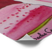 スターガーザーのピンクのユリの水の色のオリジナルアート ポスター (角)