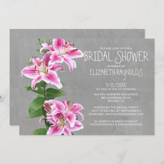 スターガーザーリリーブライダルシャワー招待状 招待状 (正面/裏面)