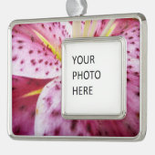 スターガーザーリリーブライトマゼンタフローラ シルバープレートフレームオーナメント (左)