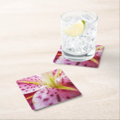 スターガーザーリリーブライトマゼンタフローラ スクエアペーパーコースター (インサイチュ)