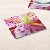 スターガーザーリリーブライトマゼンタフローラ スクエアペーパーコースター (アングル)