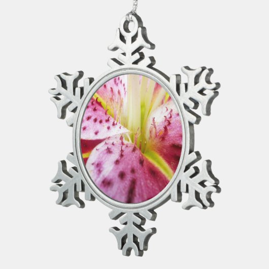 スターガーザーリリーブライトマゼンタフローラ スノーフレークピューターオーナメント (右)