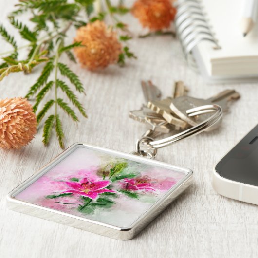 スターガーザーリリー花の水色 – wb 02 キーホルダー (側面)