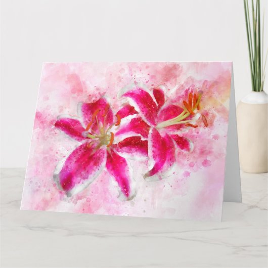 スターガーザーリリー花の水色 – wb 03 サンキューカード (正面)