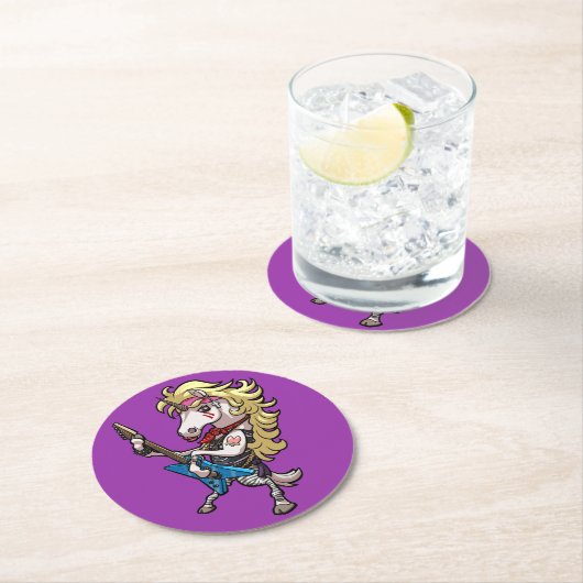 スターギターマンガとヘアメタルグレームユニコーン ラウンドペーパーコースター (インサイチュ)