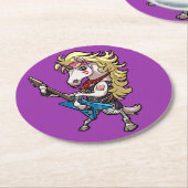 スターギターマンガとヘアメタルグレームユニコーン ラウンドペーパーコースター (アングル)