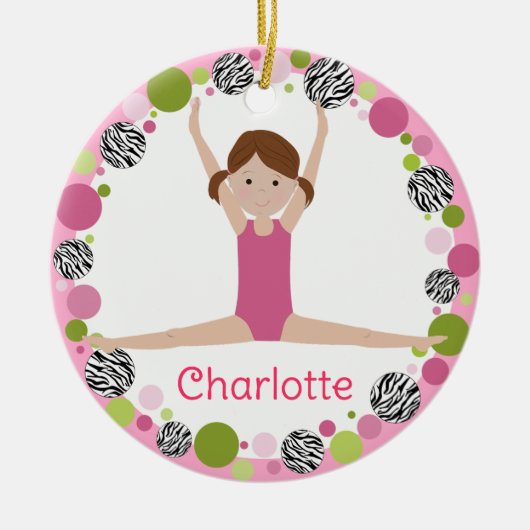 スターギムナストブラウンポニーテールinピン セラミックオーナメント (正面)