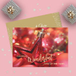 スタークリスマスオーナメントフラット シーズンカード<br><div class="desc">美しい赤い星のクリスマスツリーのオーナメントとライトは、フロントに「最も素晴らしい年の時間」を備え、背中に個人的な休日の挨拶。最も重い紙にはマットを選択し、プリントの質にはハイ最高のデフィニションを選択する</div>