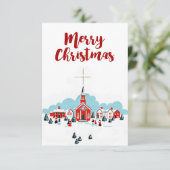 スタークリスマスシーンを持つ赤い教会 招待状 (スタンド正面)