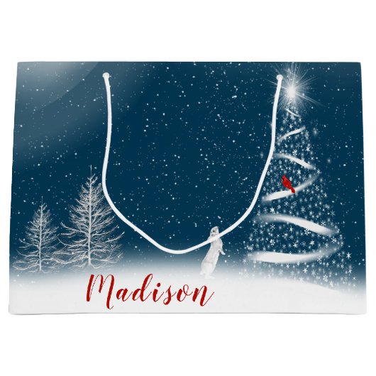 スタークリスマスツリーとバニーラージ抱き枕 ラージペーパーバッグ (正面)