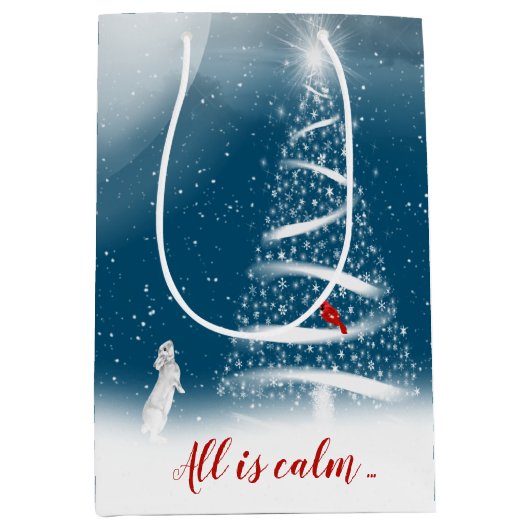 スタークリスマスツリーとムーンミディアム抱き枕 ミディアムペーパーバッグ (正面)