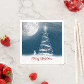 スタークリスマスツリーと月 スタンダードカクテルナプキン (インサイチュ)