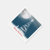 スタークリスマスツリーと月 スタンダードカクテルナプキン (角)