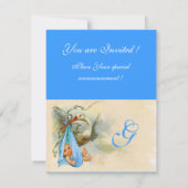 スターク ホワイト ブルー ベイビー ボーイ シャワー モノグラム 招待状 (裏面)