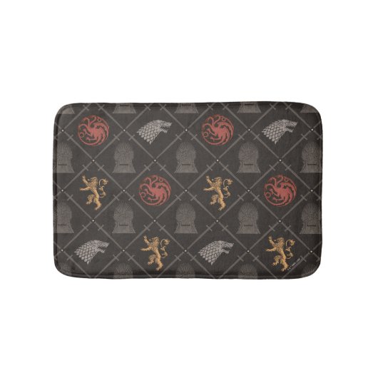 スターク、ラニスター、タルガリエン、鉄の玉座パターン バスマット (正面)