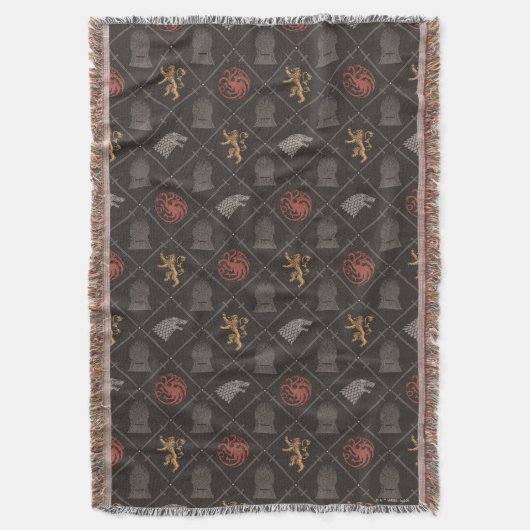 スターク、ラニスター、ターガリエン、鉄の玉座パターン スローブランケット (正面縦)