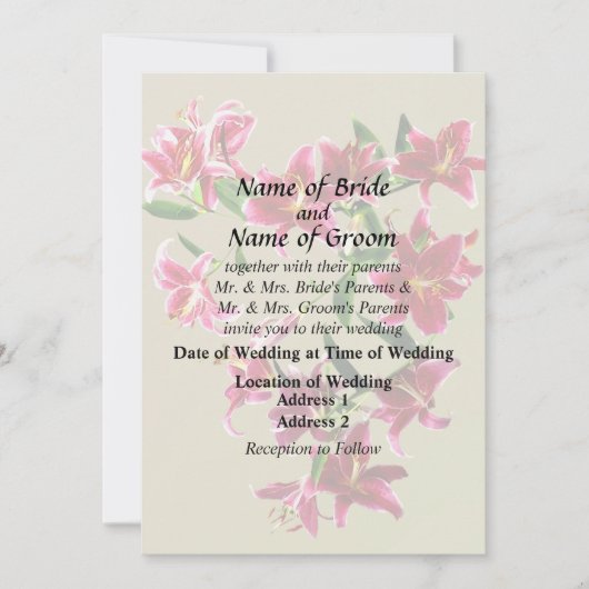 スターゲイザーリリー ハート ウェディング プロダクト 招待状 (正面)