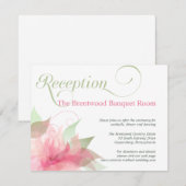 スターゲイザー ピンク＆ホワイト フローラル ウェディング レセプション エンクロージャーカード (正面/裏面)