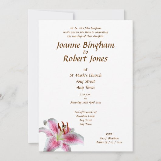 スターゲイザー リリー 招待状 (正面)