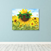スターサングラス付きヒマワリ キャンバスプリント (インサイチュ (ウッドフロア))