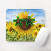 スターサングラス付きヒマワリ マウスパッド (マウス)