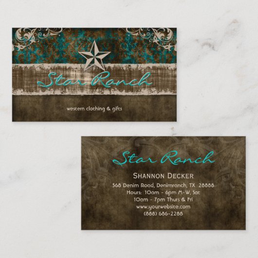 スターシャビースエ素朴ードティール（緑がかった色）ブラウンH 名刺 (正面/裏面)