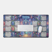 スターシードの聖域 サイケデリック エイリアン 2026年 カレンダー デスクマット (キーボード&マウス)
