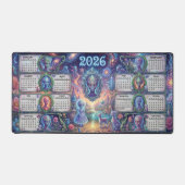 スターシードの聖域 サイケデリック エイリアン 2026年 カレンダー デスクマット (正面)