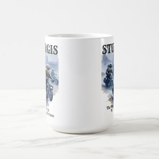 スタージスおもしろいプレーリードッグバイクもしくは自転車に乗る人集団ウエスタンユーモア コーヒーマグカップ (中央)