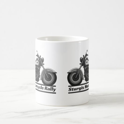 スタージスオートバイラリーブラックアンドホワイトバイクもしくは自転車に乗る人 コーヒーマグカップ (中央)