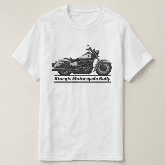 スタージスオートバイラリーヴィンテージ白黒 Tシャツ (デザイン正面)