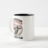 スタージスSDバイクバイクもしくは自転車に乗る人退職計画 ツートーンマグカップ (正面左)