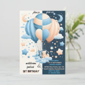 スタージョイントベア熱気球ツインズ1st誕生日 招待状 (スタンド正面)