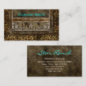 スタースエードビジネスカードレオパードブルーブラウンH 名刺 (正面/裏面)