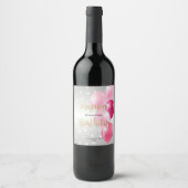 スタースタイリッシュリーハッピーバースデーとピンクバルーン ワインラベル (正面)