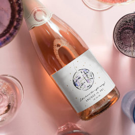 スタースタッズディスコボールウォーター色の誕生日パーティー スパークリングワインラベル