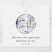 スタースタッズディスコボールウォーター色の誕生日パーティー スパークリングワインラベル (シングルラベル)