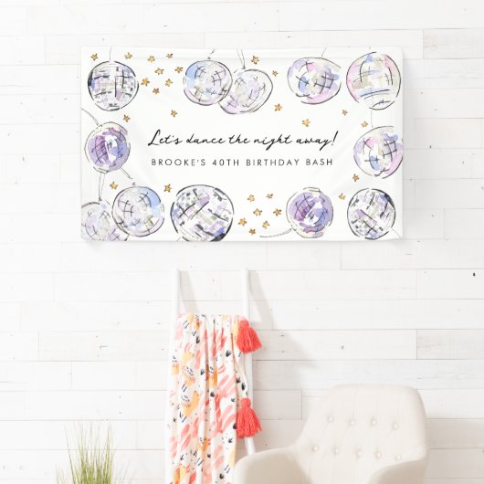スタースタッズディスコボールウォーター色の誕生日パーティー 横断幕 (インサイチュ)