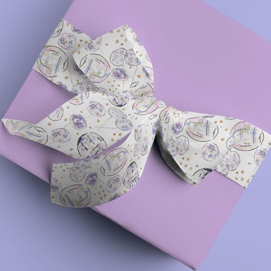 スタースタッズディスコボールウォーター色 サテンリボン