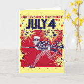 スタースタッドアンクルサム誕生日7月4日 カード (黄色い花)