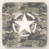 スターステンシルラベルデカールスタイルカーキカモフラージュ コースター (正面)