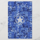 スターステンシルレトロネイビーブルーカモフラージュ 便箋 (正面)