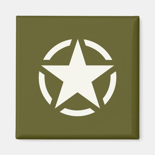 スターステンシルヴィンテージオンカーキグリーン マグネット (正面)