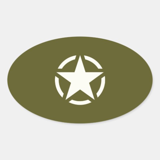 スターステンシルヴィンテージオンカーキグリーン 楕円形シール (正面)
