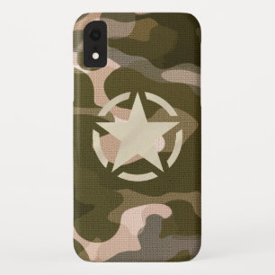 スターステンシルヴィンテージデカールオン迷彩柄スタイル iPhone XRケース