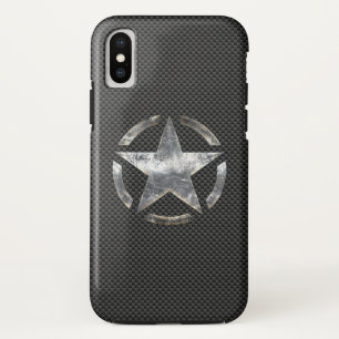 スターステンシルヴィンテージデカール炭素繊維スタイル iPhone XSケース