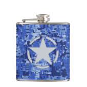 スターステンシルヴィンテージネイビーブルーデジタル迷彩柄 フラスク (正面)