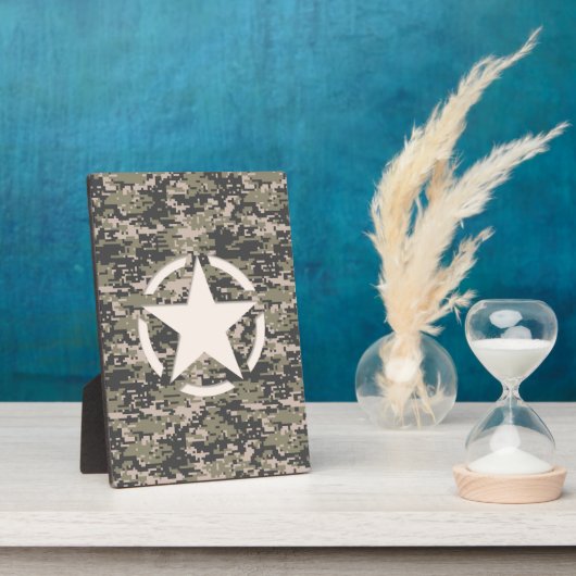 スターステンシルヴィンテージラベルデジタルカーキスタイル フォトプラーク (側面)